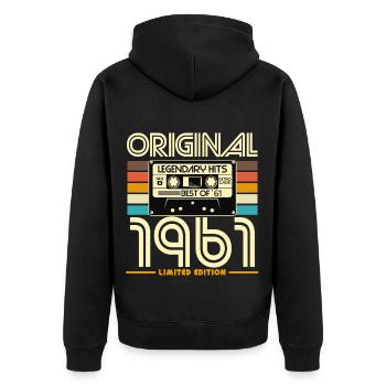 Original 1961 Cassette Retro Edition - Unisex Premium Organic Zip Hoodie - black - Back - Nico (187cm)