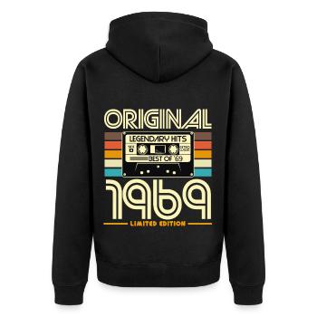 Original 1969 édition limitée - Veste à capuche bio Premium Unisexe - noir - Dos - Nico (187cm)