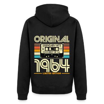 Original 1964 Retro Cassette - Unisex Premium Organic Zip Hoodie - black - Back - Nico (187cm)