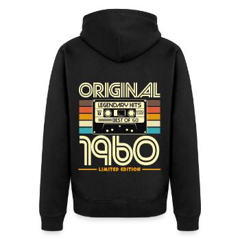 Original 1960's Vintage Cassette - Unisex Premium Organic Zip Hoodie - black - Back - Nico (187cm)