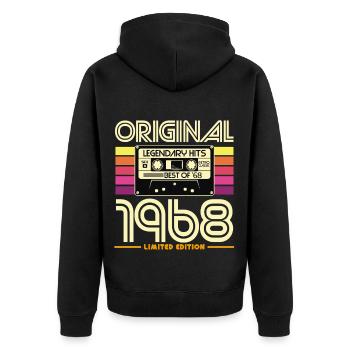Originale limitierte Ausgabe von 1968 - Unisex Premium Bio Zip Hoodie - Schwarz - Hinten - Nico (187cm)