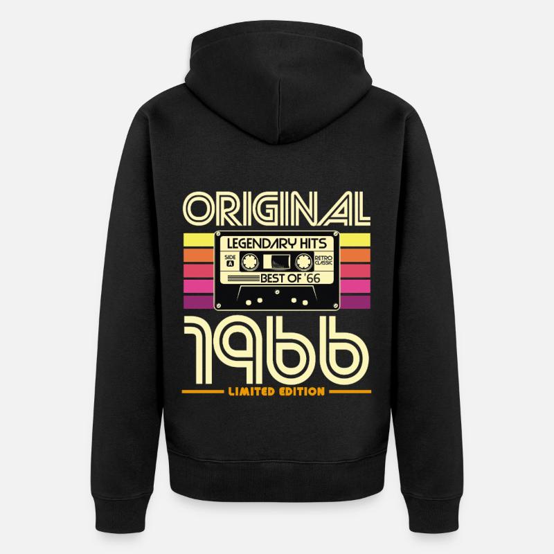 Originalkassette Retro von 1966 - Unisex Premium Bio Zip Hoodie - Schwarz