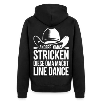 Omas Line Dance - Unisex Premium Bio Zip Hoodie - Schwarz - Hinten - Nico (187cm)