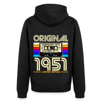 Original 1951 Retro Cassette Tee - Veste à capuche bio Premium Unisexe - noir - Dos - Nico (187cm)