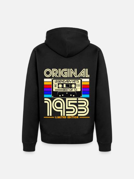 Original 1953 Retro Cassette - Unisex Premium Organic Zip Hoodie - black