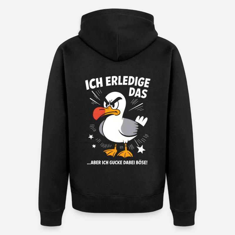 Möwe Seevogel Nen scheiss muss ich - Unisex Premium Bio Zip Hoodie - Schwarz