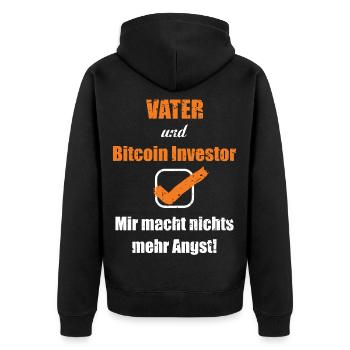 Bitcoin Crypto Dad wie ein normaler Dad - Unisex Premium Bio Zip Hoodie - Schwarz - Hinten - Nico (187cm)