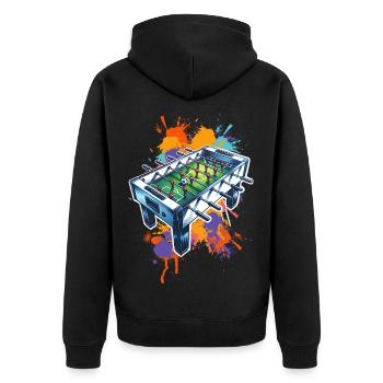 Tischkicker Tischfußball - Unisex Premium Bio Zip Hoodie - Schwarz - Hinten - Nico (187cm)