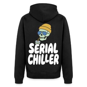 Serial Chiller Funny Horror Design - Unisex Premium Bio Zip Hoodie - Schwarz - Hinten - Nico (187cm)