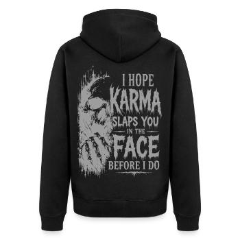 Skull Vintage Design with Black Humor - Unisex Premium Organic Zip Hoodie - black - Back - Nico (187cm)