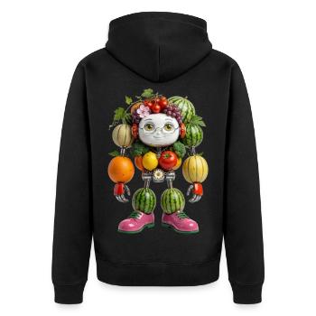 VEGGIE BOT – Der niedliche bio-organische Roboter - Unisex Premium Bio Zip Hoodie - Schwarz - Hinten - Nico (187cm)