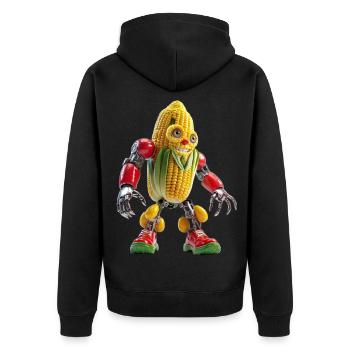 CORN BOT - Le mignon robot bio-organique - Veste à capuche bio Premium Unisexe - noir - Dos - Nico (187cm)