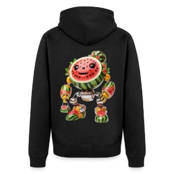 WATERMELON BOT - The Cute Bio-Organic Robot - Unisex Premium Organic Zip Hoodie - black - Back - Nico (187cm)