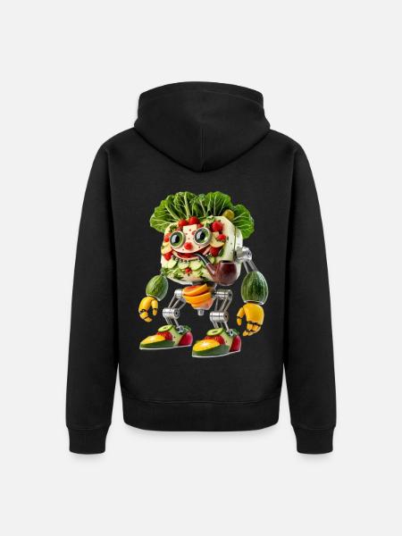 Vegetable Fruit Robot - Unisex Premium Organic Zip Hoodie - black