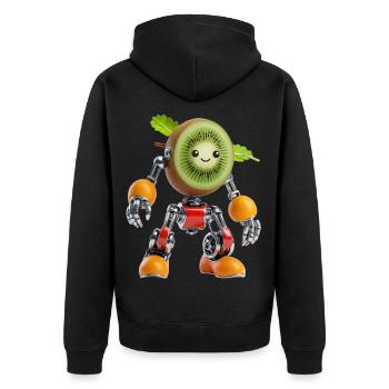 Cute Kiwi Robot: Organic Synthetic Cyborg - Unisex Premium Organic Zip Hoodie - black - Back - Nico (187cm)