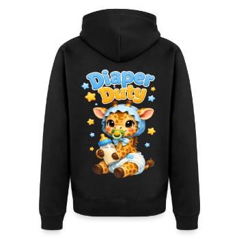 Diaper Duty Giraffe Baby - Unisex Premium Organic Zip Hoodie - black - Back - Nico (187cm)