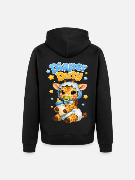 Windeldienst-Giraffenbaby - Unisex Premium Bio Zip Hoodie - Schwarz