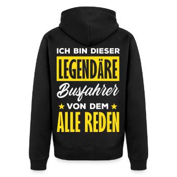 Legendärer Busfahrer Alle Reden - Unisex Premium Bio Zip Hoodie - Schwarz - Hinten - Nico (187cm)