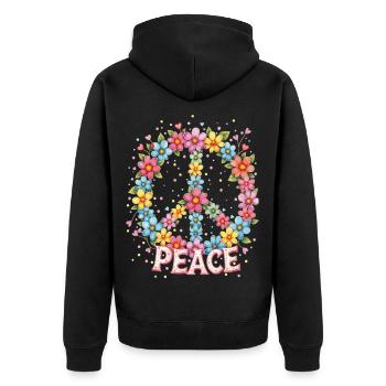 Signe de paix en floraison dans un style aquarelle - Veste à capuche bio Premium Unisexe - noir - Dos - Nico (187cm)