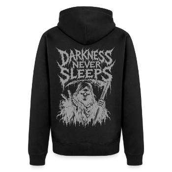Grim Reaper Death Metal Gothic Horror Motiv - Unisex Premium Bio Zip Hoodie - Schwarz - Hinten - Nico (187cm)