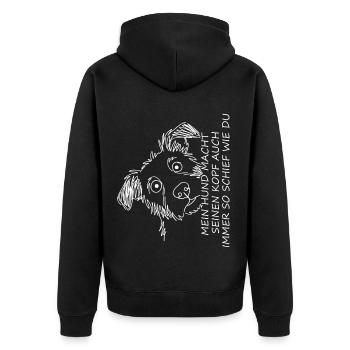 Dog portrait with funny saying - Unisex Premium Organic Zip Hoodie - black - Back - Nico (187cm)