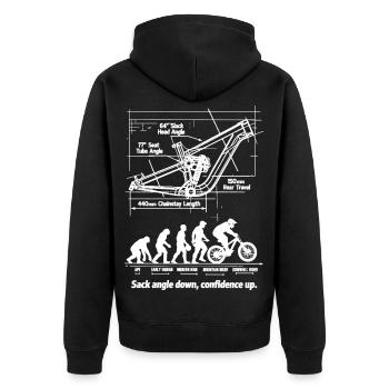 Plan de l’évolution MTB : descente pleine suspension - Veste à capuche bio Premium Unisexe - noir - Dos - Nico (187cm)