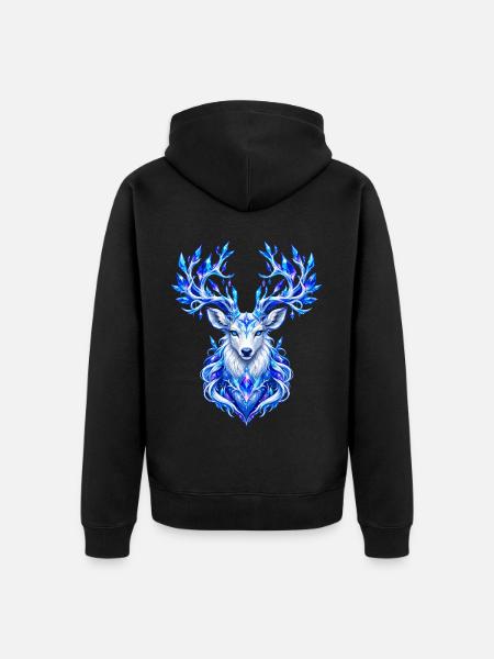 Eisschimmer Hirschkopf Kunst - Unisex Premium Bio Zip Hoodie - Schwarz