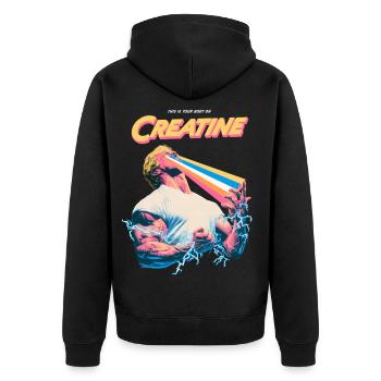 Creatine Beam Pop Art - Unisex Premium Bio Zip Hoodie - Schwarz - Hinten - Nico (187cm)