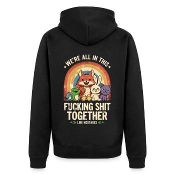 In this together.... - Unisex Premium Bio Zip Hoodie - Schwarz - Hinten - Nico (187cm)