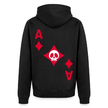 Diamantenschädel - Unisex Premium Bio Zip Hoodie - Schwarz - Hinten - Nico (187cm)