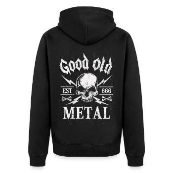 Good old metal - Unisex Premium Bio Zip Hoodie - Schwarz - Hinten - Nico (187cm)