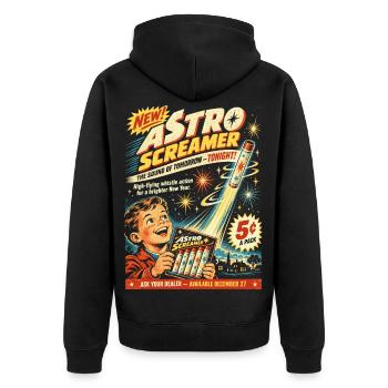 Retro Luftheuler Silvester - Unisex Premium Bio Zip Hoodie - Schwarz - Hinten - Nico (187cm)