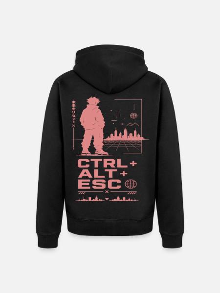 Cyberpunk Skyline CTRL ALT ESC - Unisex Premium Bio Zip Hoodie - Schwarz