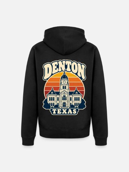 Denton Texas Rathaus Retro-Szene - Unisex Premium Bio Zip Hoodie - Schwarz