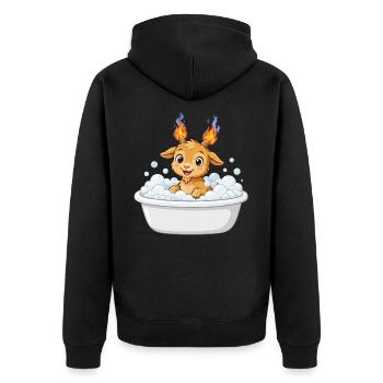 Cute Bathtub Fire Goat Shirt Badewanne Feuer Ziege - Unisex Premium Bio Zip Hoodie - Schwarz - Hinten - Nico (187cm)