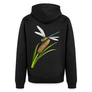 Libelle - Unisex Premium Bio Zip Hoodie - Schwarz - Hinten - Nico (187cm)