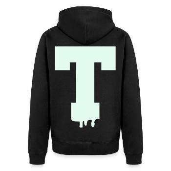 T Silhouette - Unisex Premium Bio Zip Hoodie - Schwarz - Hinten - Nico (187cm)