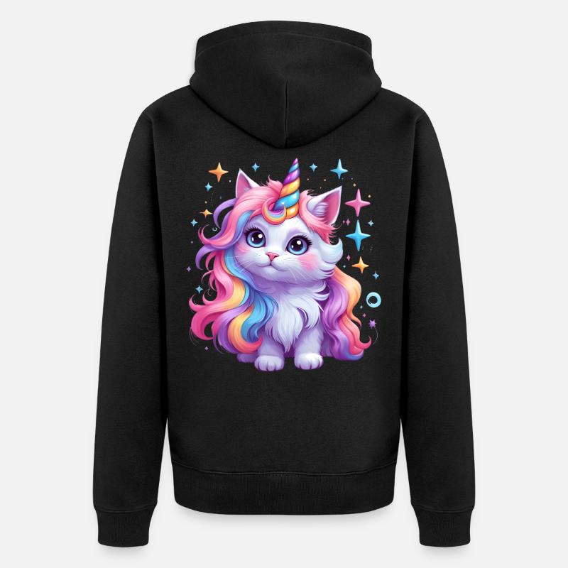 Chat licorne - Veste à capuche bio Premium Unisexe - noir