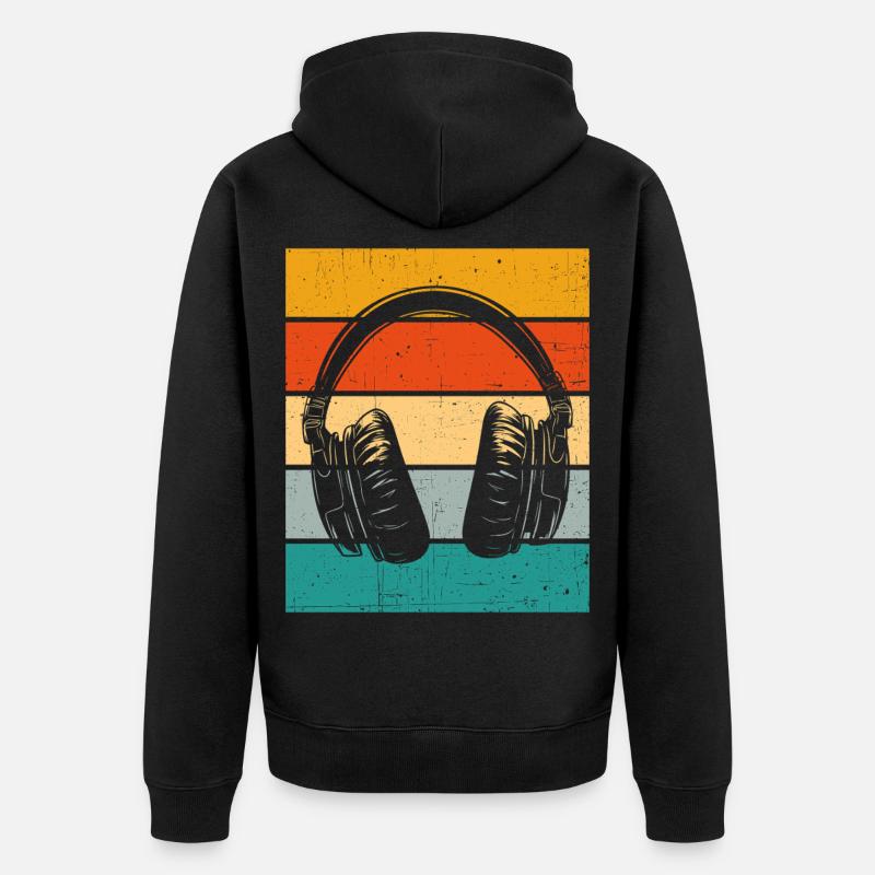 Casque Rétro - Veste à capuche bio Premium Unisexe - noir