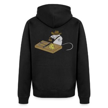 Indiana Maus - lustiges Abenteuer Comic Design - Unisex Premium Bio Zip Hoodie - Schwarz - Hinten - Nico (187cm)