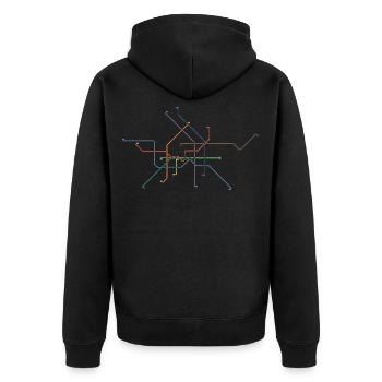 U Bahn Netzplan Berlin Andenken Souvenir Geschenk - Unisex Premium Bio Zip Hoodie - Schwarz - Hinten - Nico (187cm)