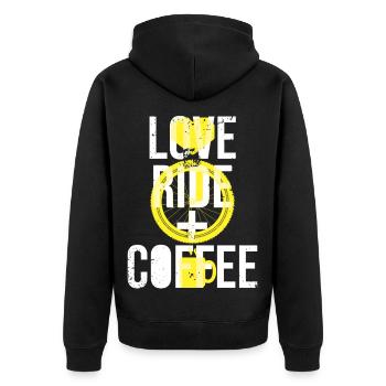 Love Ride Coffee Graphic Design Cycling Enthusiasts - Unisex Premium Organic Zip Hoodie - black - Back - Nico (187cm)