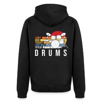 Lustige Geschenkidee für Trommler Musiker - Unisex Premium Bio Zip Hoodie - Schwarz - Hinten - Nico (187cm)