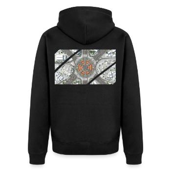 Urban Roundabout Mosaic - Unisex Premium Organic Zip Hoodie - black - Back - Nico (187cm)