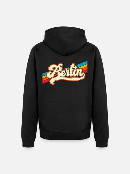 Berlin - Retro Sticker - Deutschalnd - Germany - Unisex Premium Bio Zip Hoodie - Schwarz