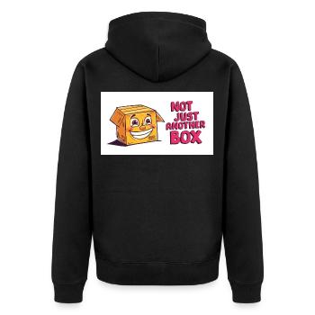 Nicht nur eine weitere Schachtel - Unisex Premium Bio Zip Hoodie - Schwarz - Hinten - Nico (187cm)