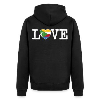 Komoren Flagge Mayotte Comoros Comores Geschenk - Unisex Premium Bio Zip Hoodie - Schwarz - Hinten - Nico (187cm)