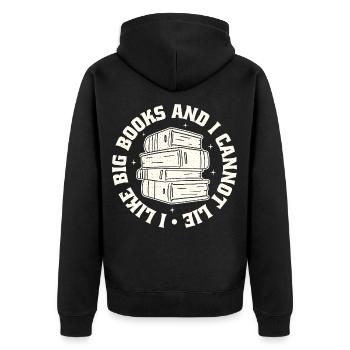 I Like Big Books - Unisex Premium Organic Zip Hoodie - black - Back - Nico (187cm)