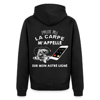 Pêche la carpe m'appelle humour pecheur - Veste à capuche bio Premium Unisexe - noir - Dos - Nico (187cm)