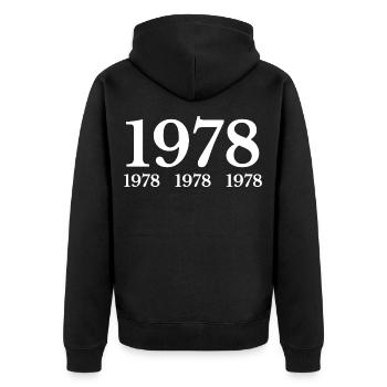 1978 - Unisex Premium Organic Zip Hoodie - black - Back - Nico (187cm)